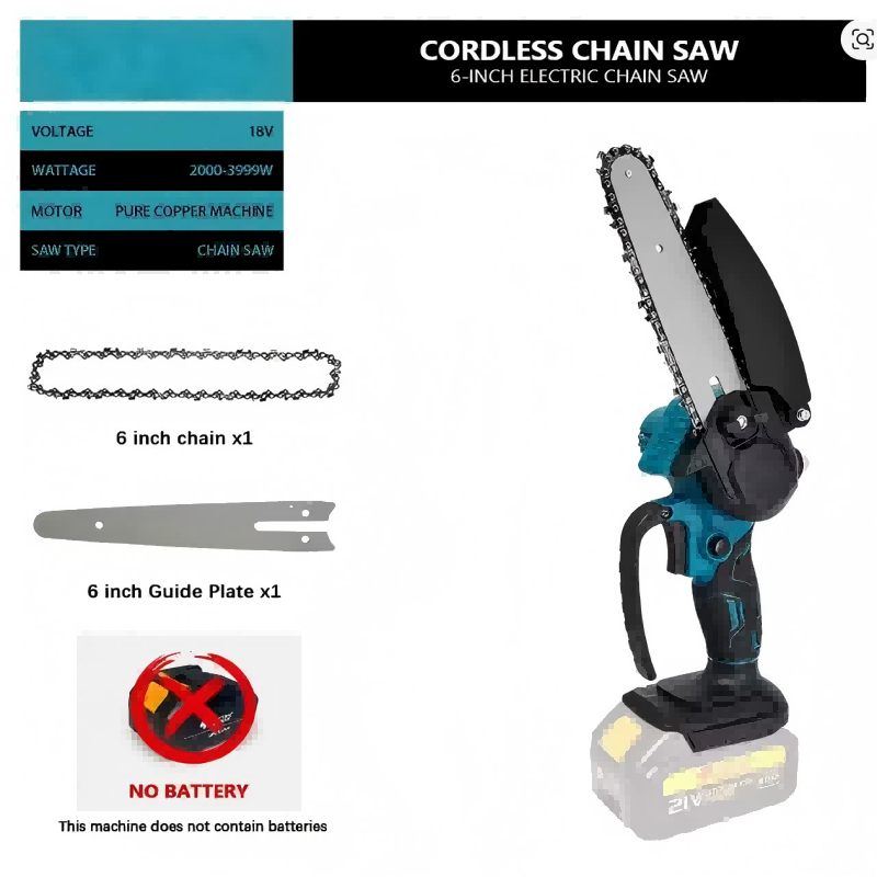 Mini Electric Chainsaw 6 Inch - Minisierra eléctrica de iones de litio