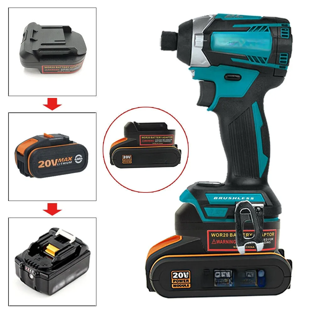 Brushless Cordless Electric Drill 18V - Adaptador de batería convertidor para Worx