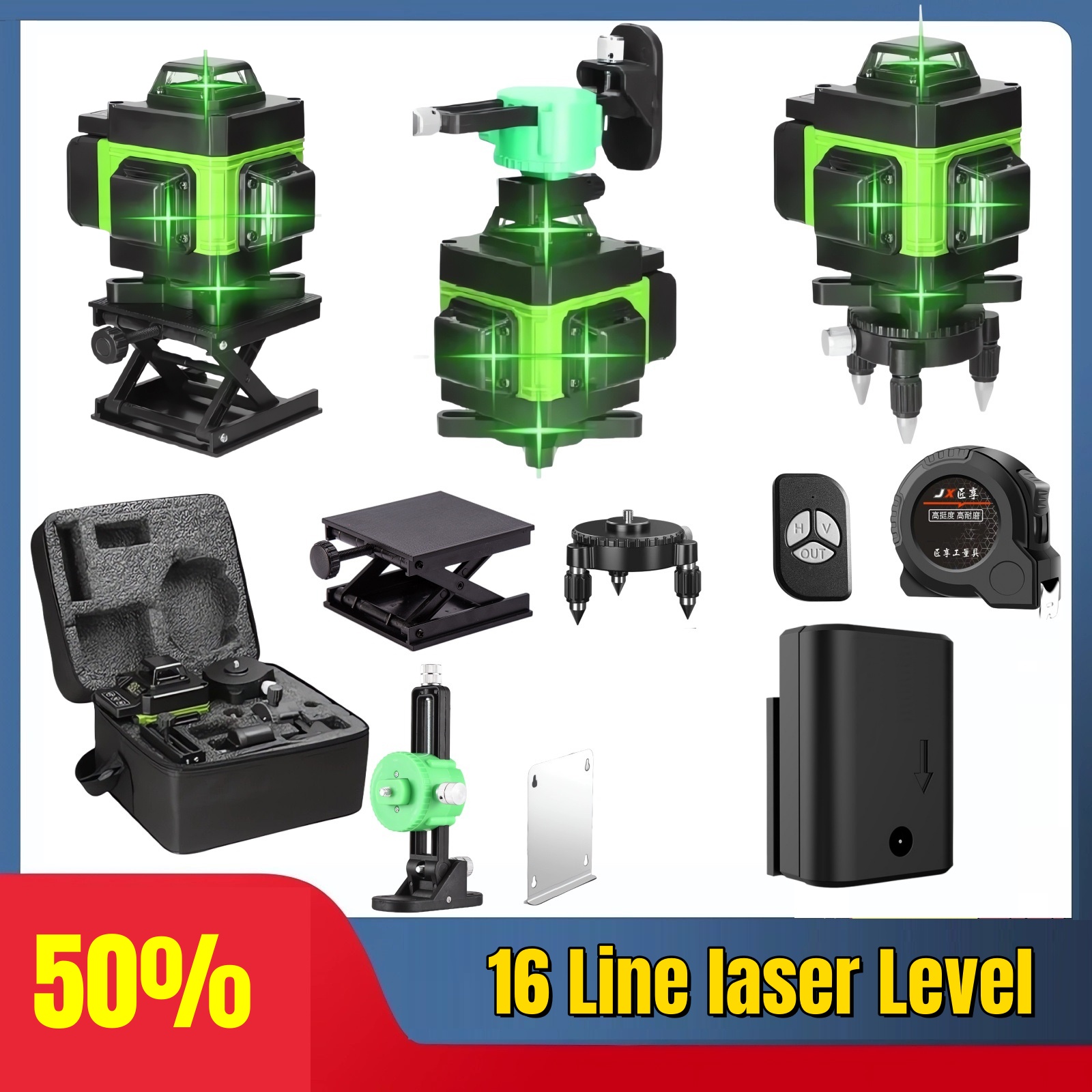 Laser Level 16 Lines 4D Green - 4D 16 Líneas Profesional 360 °