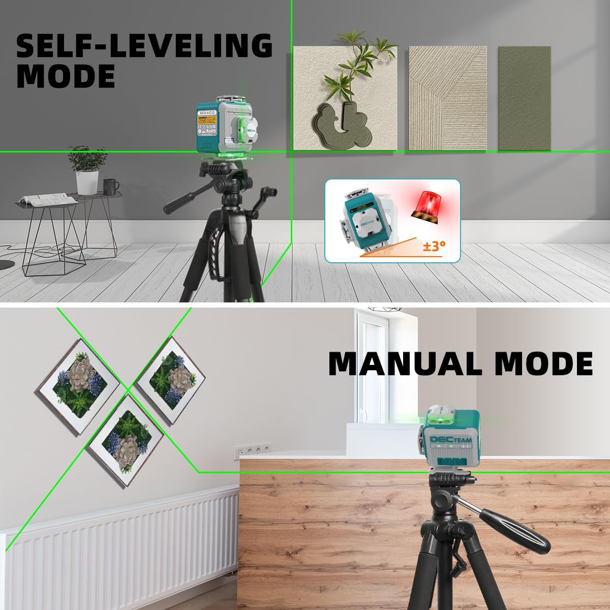 Decteam-Nivel láser de línea c - Laser Level 16 Lines 4D Green reseña y precio