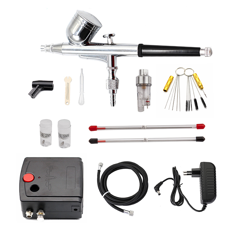 Aerógrafo con pistola pulveriz - Airbrush Kit With Mini Compressor reseña y precio