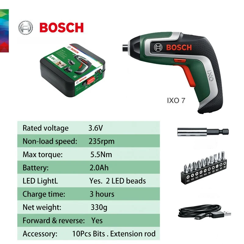 Bosch IXO7 Herramientas Eléctr - Electric Screwdriver Rechargeable Usb reseña y precio